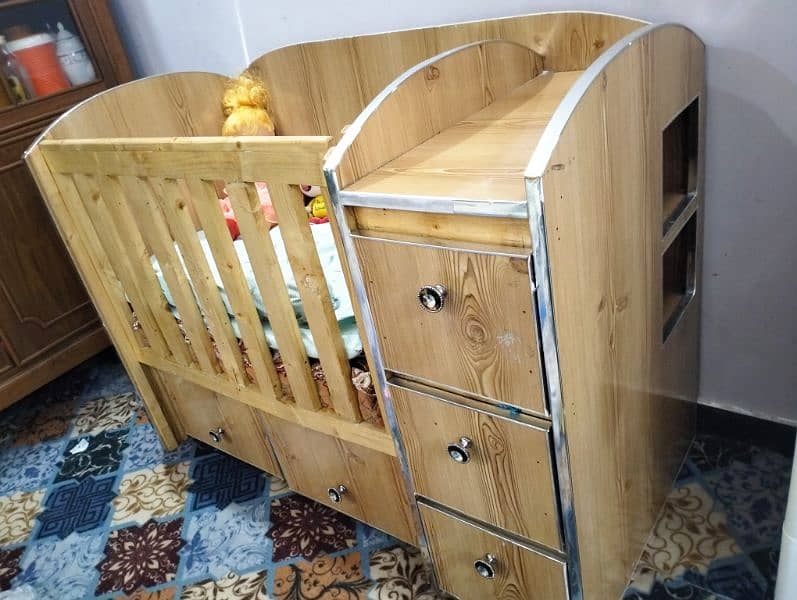 wooden 5 drawer Baby Cot 7