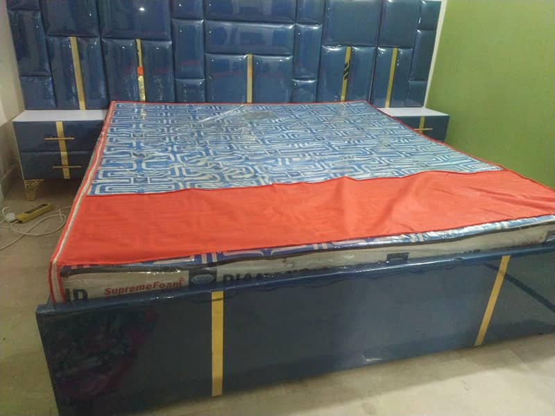 Bed with side table and cupboard with mattress 1