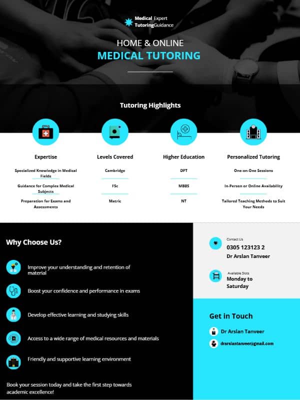 Expert Medical Home Tutor & Online Tutor: (DPT,MBBS,NT,FSc,O-A level) 1