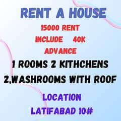 one room for rent latifabad 10 no