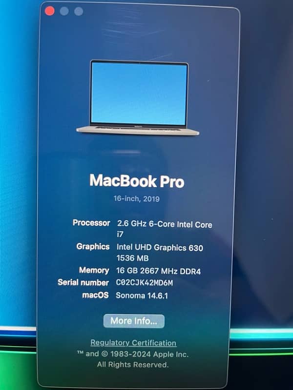 Macbook Pro 2019-16 inch- Core i7 - RAM 16GB, 512GB SSD 7