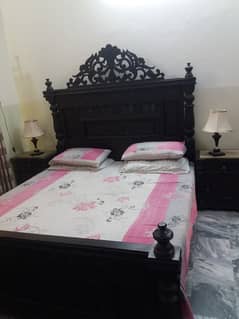 king size bed with mattress, dressing and side tables