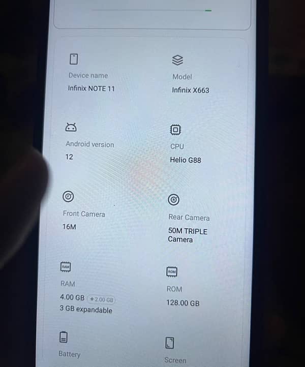 infinix not 11 4/128  finger print all ok phone 10