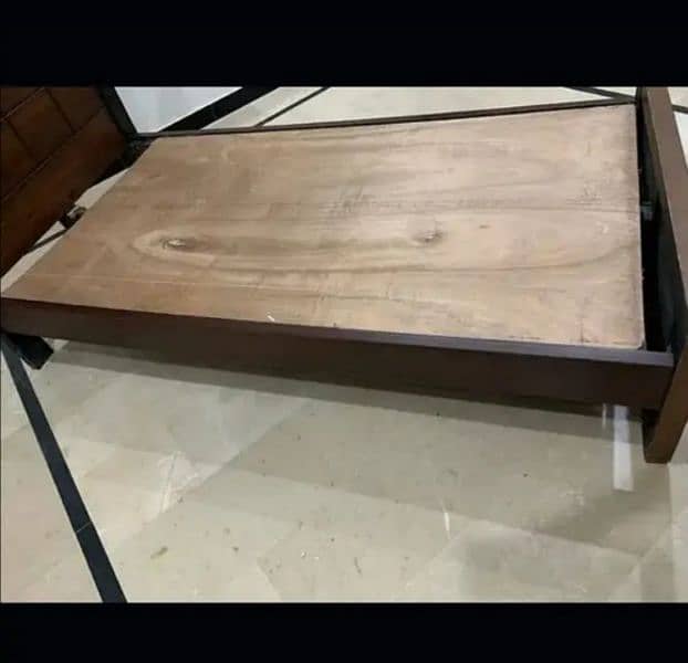 wooden single bed - side table - without mattress 2