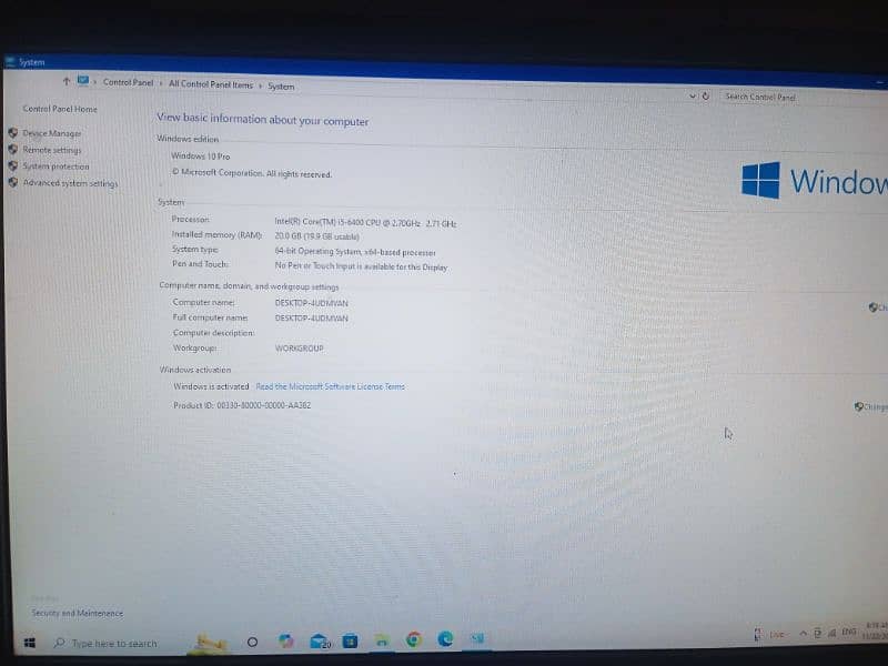 Lenovo i5 6 gen 20 GB ram ddr4 256 SSD speakers WiFi and webcam 2