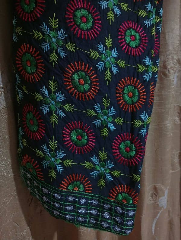 black chiffon with multi colour Sindhi work. 2