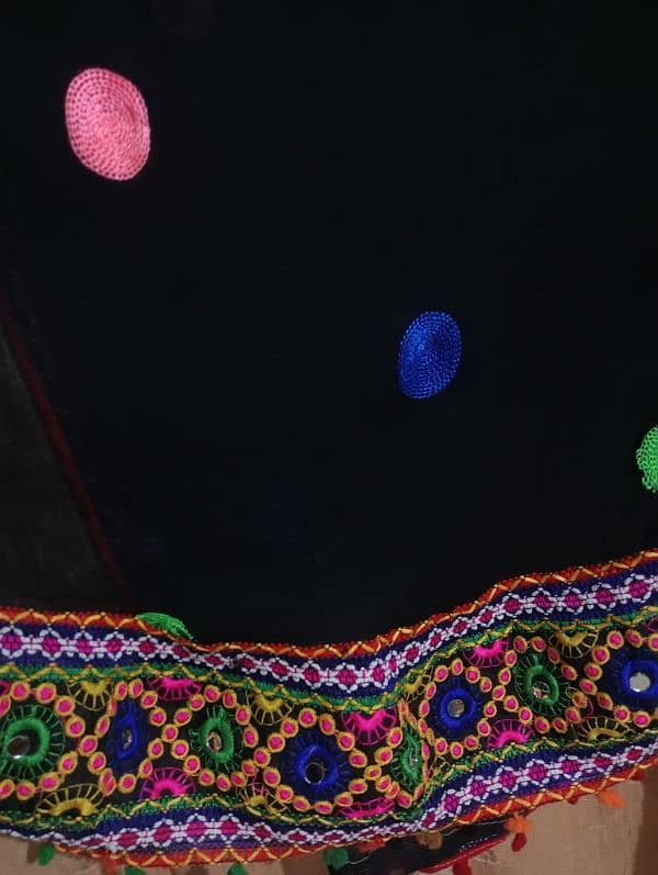 black chiffon with multi colour Sindhi work. 4