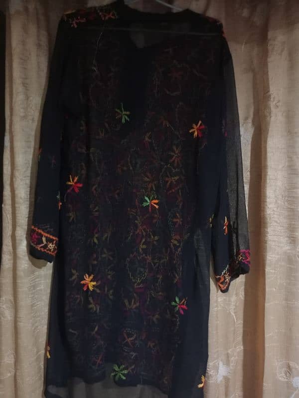 black chiffon with multi colour Sindhi work. 5