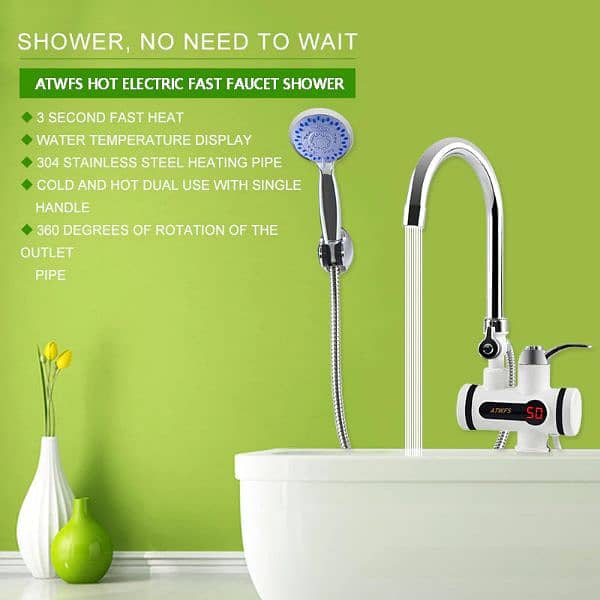 Instant Electric Water Heater Tap with Shower, 3s Hot Water Heater Tap 2