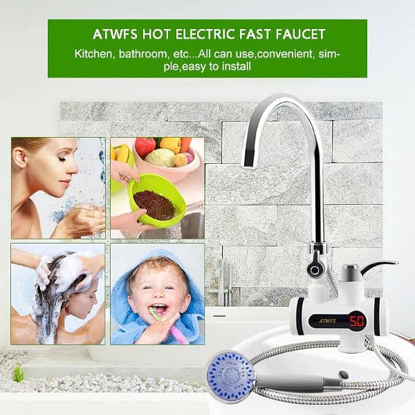 Instant Electric Water Heater Tap with Shower, 3s Hot Water Heater Tap 3