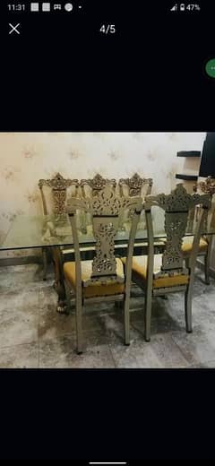 Dinning Table Set with Double Glass along with 6 chair