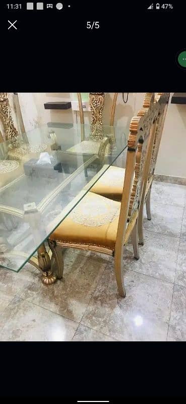 Dinning Table Set with Double Glass along with 6 chair 1