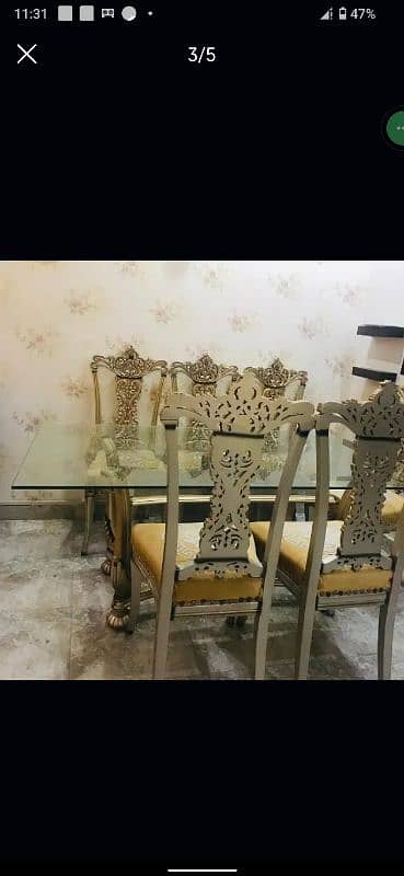 Dinning Table Set with Double Glass along with 6 chair 4