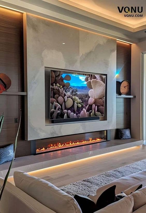 Media Wall/media wall with fire place/PVC Cabinets/home decor 1