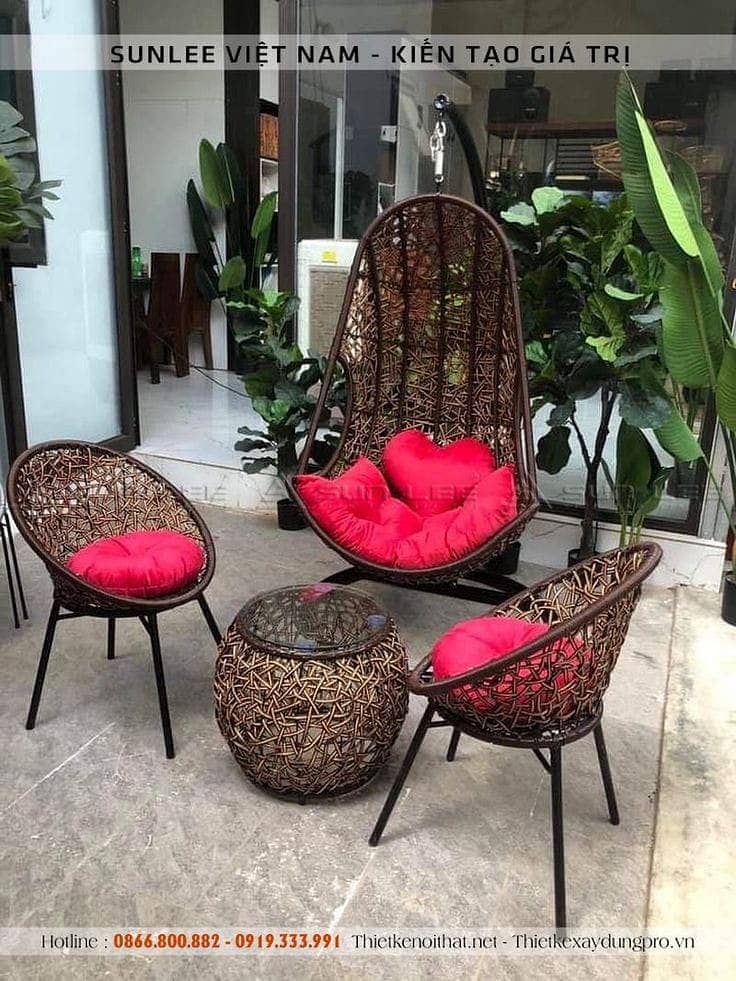 Rattan chair, Terrace balcony outdoor lawn cafe restaurant funrniture 4