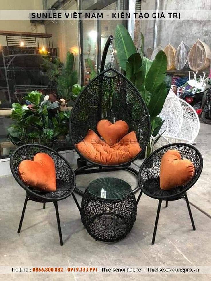 Rattan chair, Terrace balcony outdoor lawn cafe restaurant funrniture 5