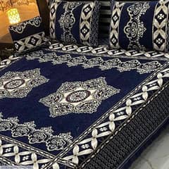 4 Pcs Velvet Jacquard Printed Double Bedsheet