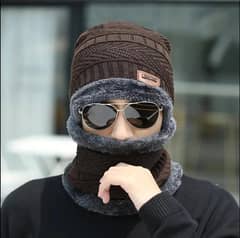 2 Pcs Wool Textured Beanie And Neck Warmer