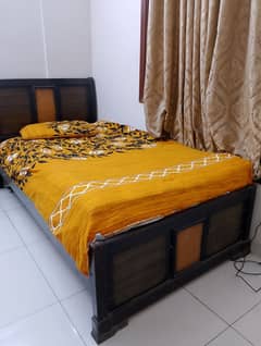 Pure wooden single bed with mattress