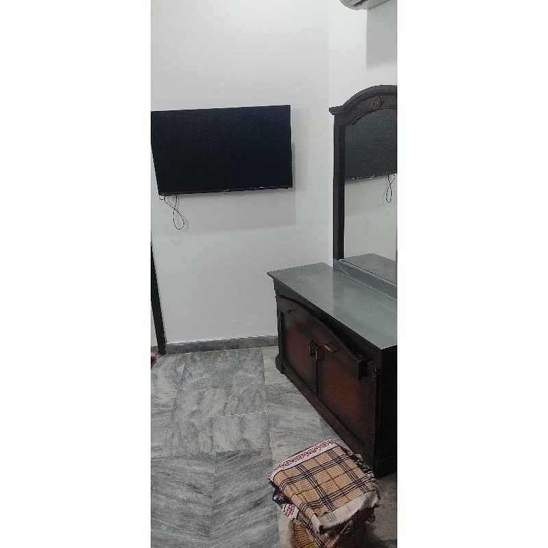 1 Bed Flat With Drawing Room 2 Attached Baths Plus Septate Kitchen Furnished With Furniture Bed Sofa Table And Electronics Ac Fridge And LED. 4