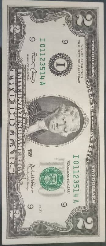 United States $2 currency note 0