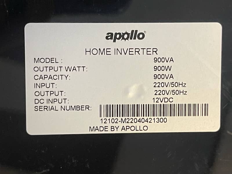 Apollo Home Inverter 900 W Alpha Series Mint condition 2