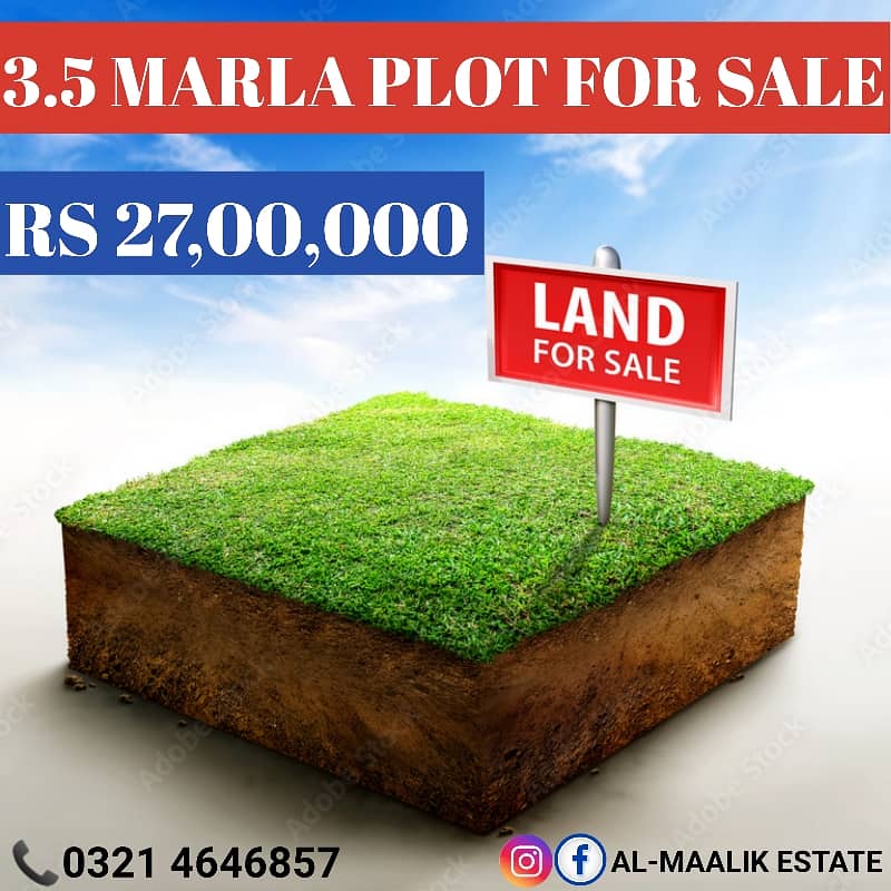 3.5MARLA PLOT NEAR PARK MOSQUE MARKET SCHOOL IDEAL LOCATION ALL DUES CLEAR PLOT FOR SALE 0