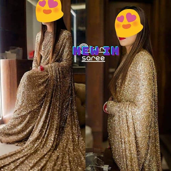 Golden Sitaree and pipe work Saree 0