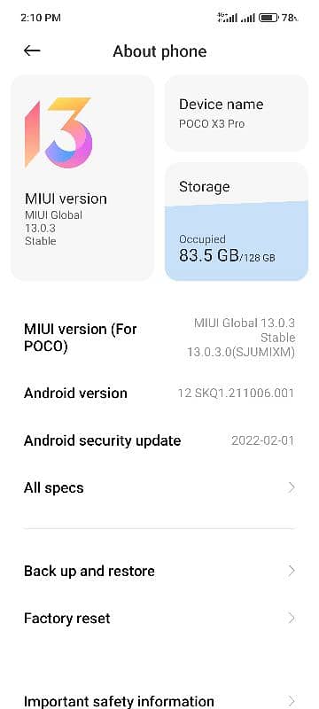 Poco X3pro 8 128 11