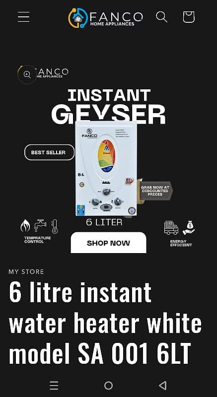 Unopened 6 litter gas gyzer 0