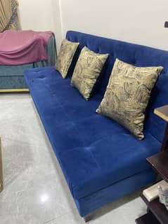 sofa cum bed blue