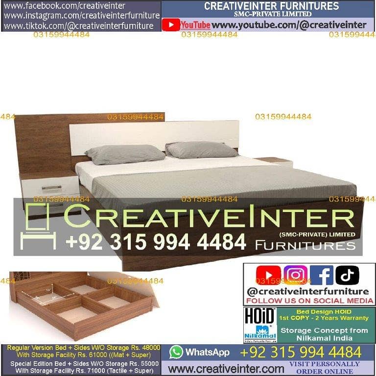 Double Bed Set Full King Size Dressing Almari Single Home Furniture 6