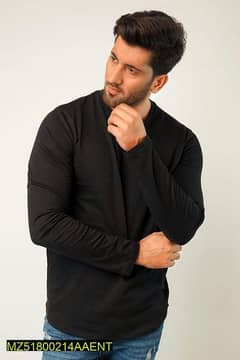 Men Plain T-shirt Full sleeves Black