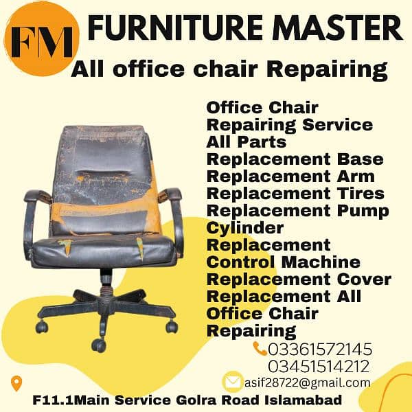 office chair repair Islamabad Rawalpindi door to door 0336-1572145 3