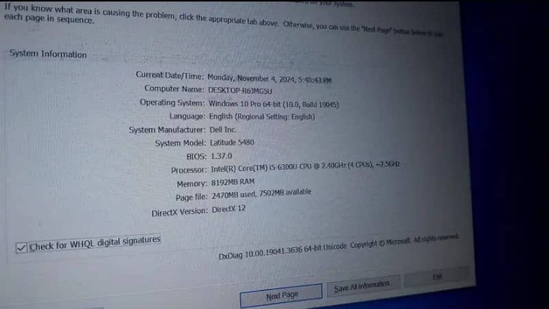 Dell latitude e5480 core i5 6th Gen DDR 4 8GB 1