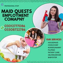 Patient care , babysitter , House maid , Driver , Filipino ,Cook ,chef