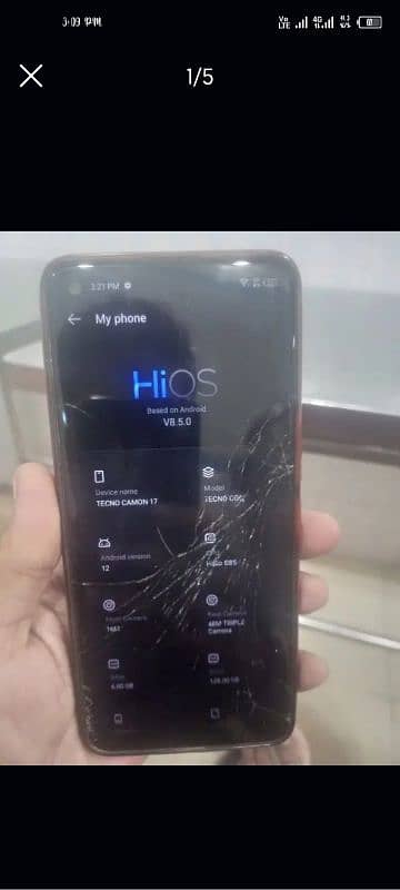 Tecno Camon 17 6gb 128gb glass crack 3