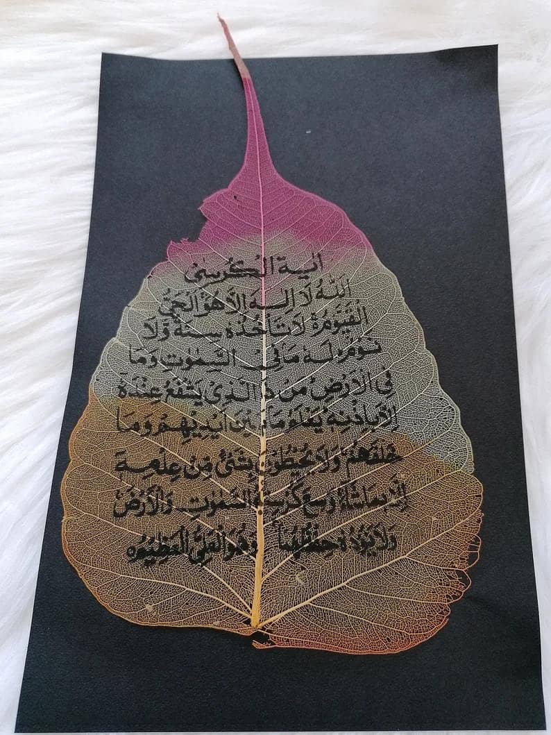 Specially dried leaves-calligraphy-natural leaf painting, painted leaf 5