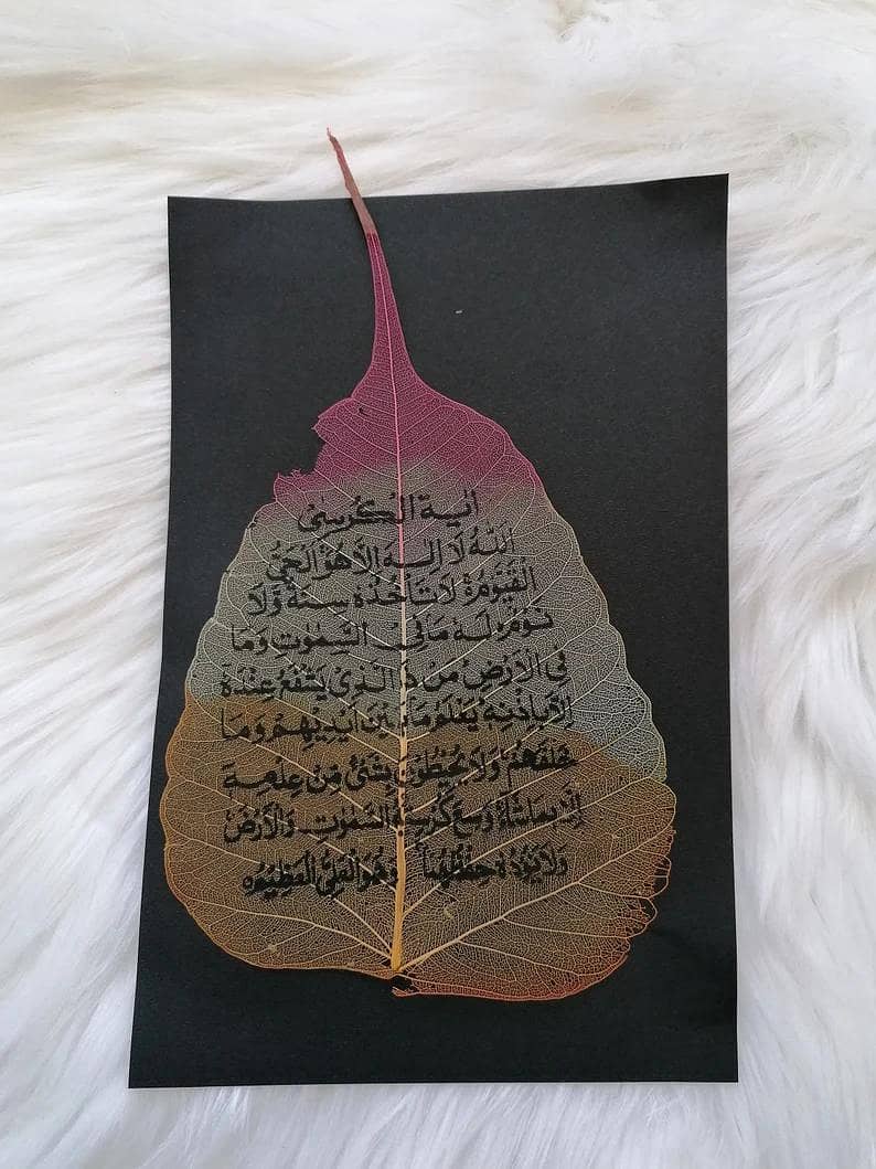 Specially dried leaves-calligraphy-natural leaf painting, painted leaf 2