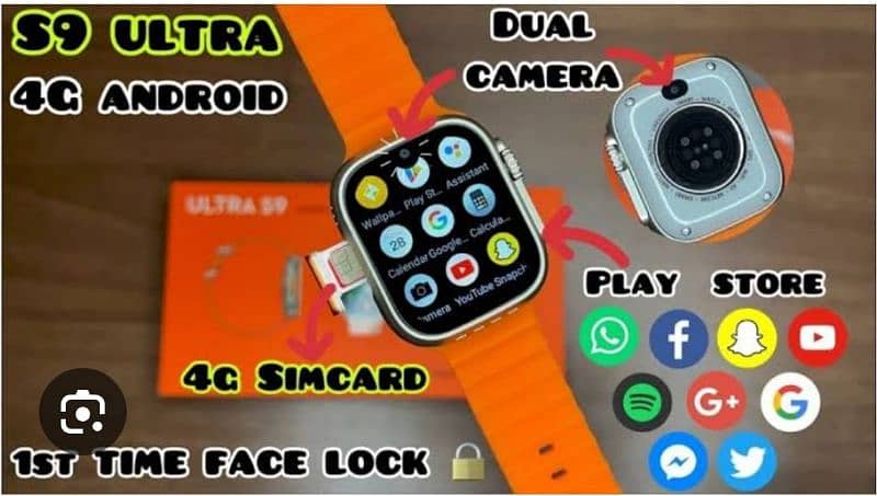 Sim Supported Android Smartwatch With Camera Super Amoled Display4G/5G 3