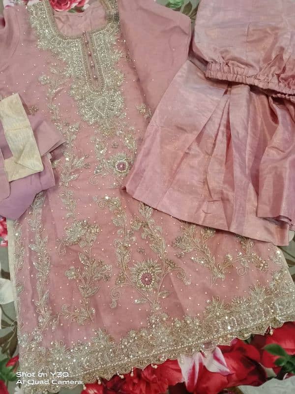 one time used fancy handwork organza dress 1