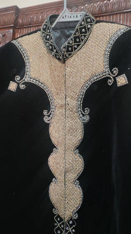 New Sherwani Black Velvet Medium size 2