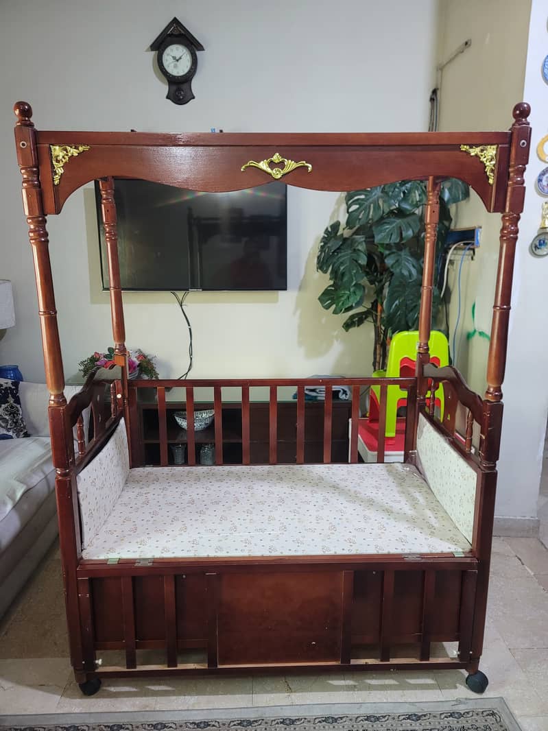 Pure wooden cot with swing 1