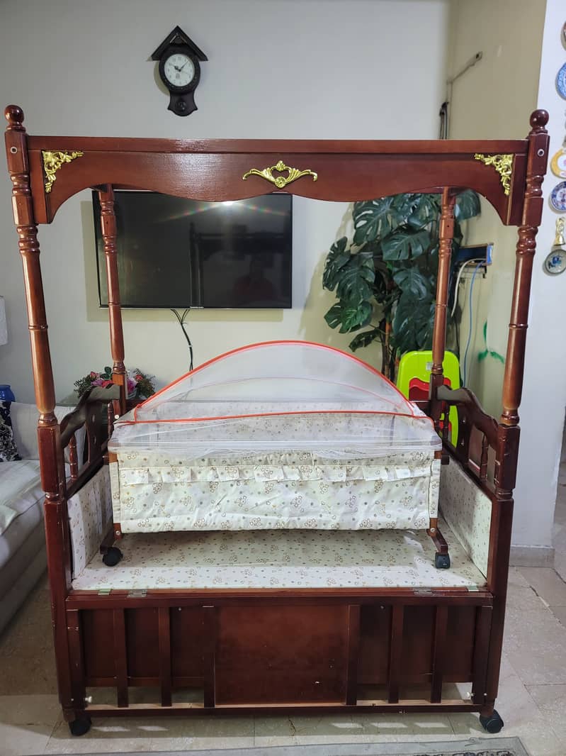 Pure wooden cot with swing 2