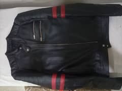 Red Striped Cow Leather Jacket