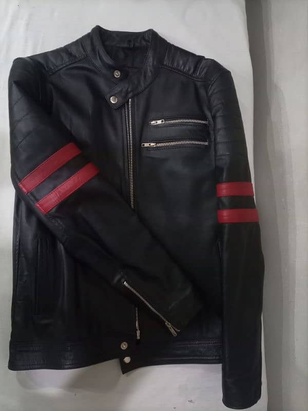 Red Striped Cow Leather Jacket 1