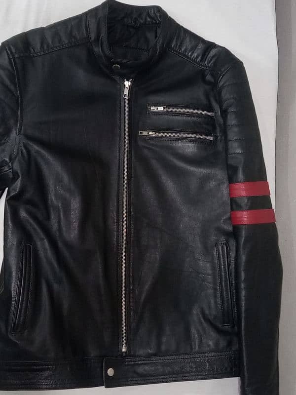 Red Striped Cow Leather Jacket 2