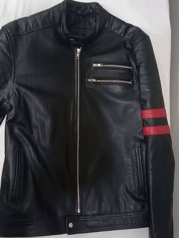 Red Striped Cow Leather Jacket 8