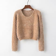 *1 PCs round neck plain knitted sweater*