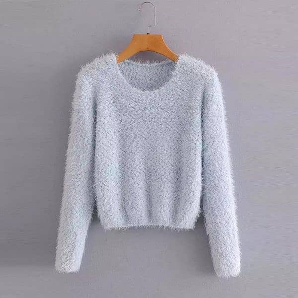 *1 PCs round neck plain knitted sweater* 5